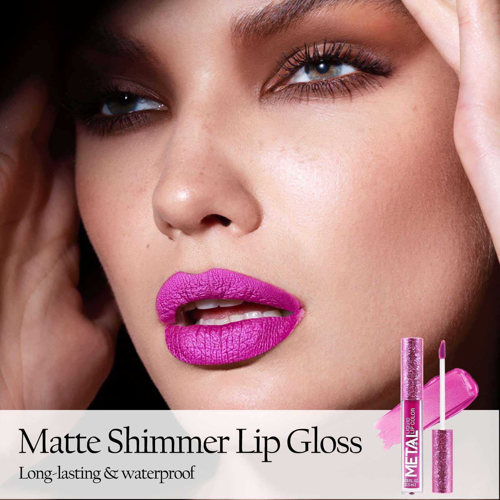 Boobeen Metallic Liquid Lipsticks Matte Lips Lipstick Pearl Glitter Lip Gloss High Pigment Long Lasting Nonstick Lip Glaze Makeup for Women and Girls (C-06)