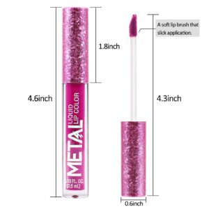 Boobeen Metallic Liquid Lipsticks Matte Lips Lipstick Pearl Glitter Lip Gloss High Pigment Long Lasting Nonstick Lip Glaze Makeup for Women and Girls (C-06)