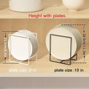 Hikinlichi Large Plate Holders Organizers White 2 Pack Upright Cabinet Dish Drying Racks Metal Plate Dish Organizers Racks Stands for Countertop and Cupboard 7.87in. x 6.29in. x 4.52in.