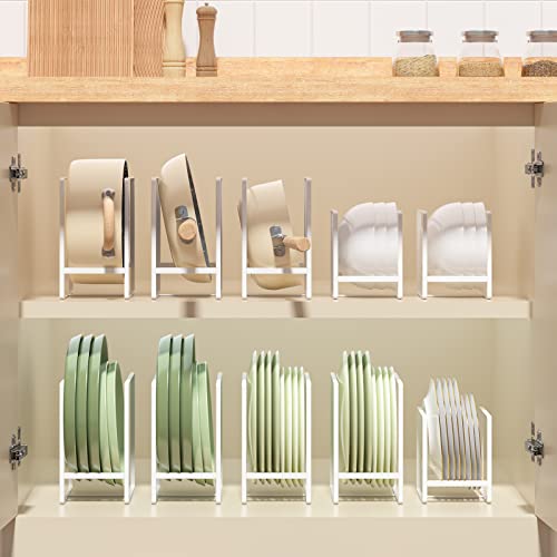 Hikinlichi Large Plate Holders Organizers White 2 Pack Upright Cabinet Dish Drying Racks Metal Plate Dish Organizers Racks Stands for Countertop and Cupboard 7.87in. x 6.29in. x 4.52in.