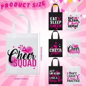 Buryeah 24 Pcs Cheer Bag Cheerleaders Bulk Cheerleading Gift Goodie Snack Treat Bag Non Woven Eat Sleep Cheer Bag for Girls(Black, White)