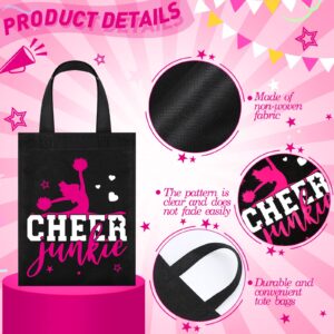 Buryeah 24 Pcs Cheer Bag Cheerleaders Bulk Cheerleading Gift Goodie Snack Treat Bag Non Woven Eat Sleep Cheer Bag for Girls(Black, White)