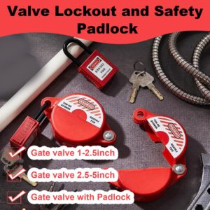 smseace 1Set Gate Valve Lockout with Safety Padlock Suited for 1 to2-1/2 Valve Handles Water Valve Lockout Device Gas Valve Lockout Hose Bib Lock for Outdoor Faucet Knob，Water Spigot，Hose Lock