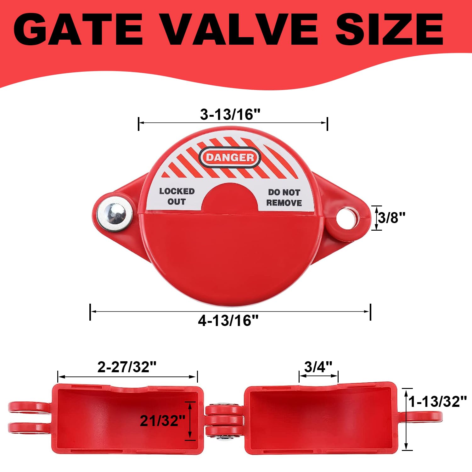 smseace 1Set Gate Valve Lockout with Safety Padlock Suited for 1 to2-1/2 Valve Handles Water Valve Lockout Device Gas Valve Lockout Hose Bib Lock for Outdoor Faucet Knob，Water Spigot，Hose Lock
