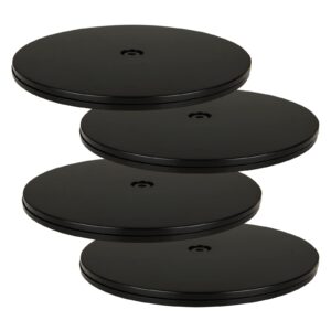 akolafe 4 pack 9 inch acrylic lazy susan organizer large lazy susan for table 360-degree revolving display base black lazy susan turntable for cabinet kitchen pantry vanity countertop