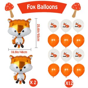 Fox Theme Birthday Party Supplies Decorations, 48PCS Fox Party Supplies Kit includes Fox Happy Birthday Banner, Fox Balloons and Various Party Tableware Supplies with Cartoon Fox for Kids Boys Girls