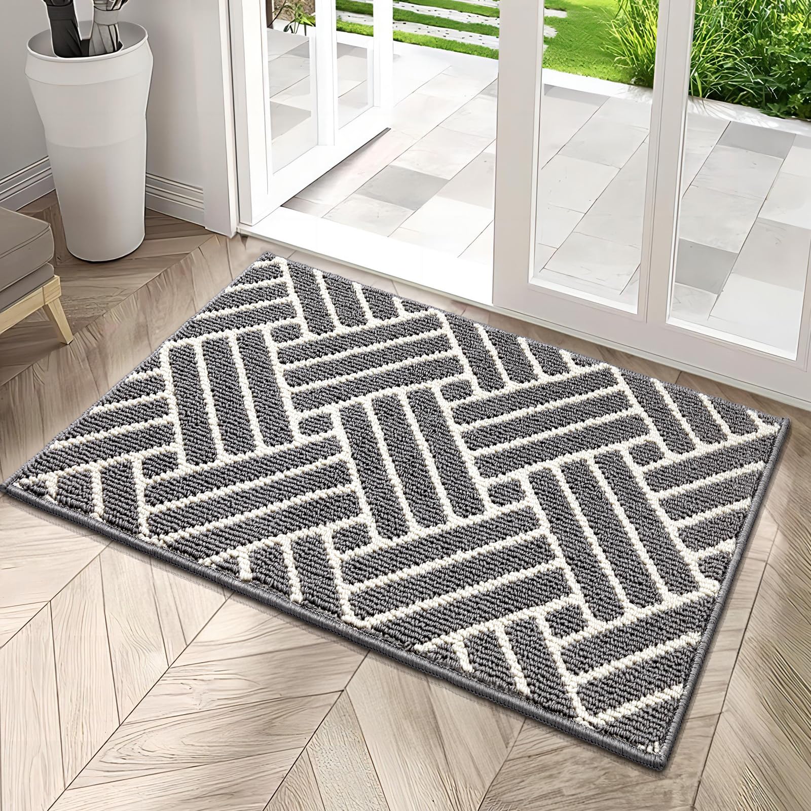 JEEDOVIA Kitchen Rugs, Kitchen Mats for Floor, Non Slip Kitchen Runner Rug, Absorbent Resist Dirt Kitchen Floor Mat for Sink, Home, Door, Entrance, Outdoor, Machine Washable, 19.5"x31", Grey