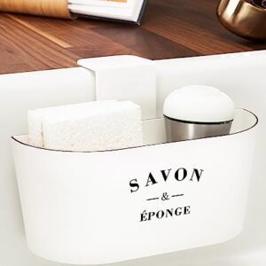L U N A M A HOME DÉCOR Sink Caddy - Kitchen Sink Organizer - Sponge Holder - Hanging in Sink or Countertop Usage - Antislip mats - Odorless Sponge & Stainless Steel Brush Included