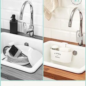 L U N A M A HOME DÉCOR Sink Caddy - Kitchen Sink Organizer - Sponge Holder - Hanging in Sink or Countertop Usage - Antislip mats - Odorless Sponge & Stainless Steel Brush Included