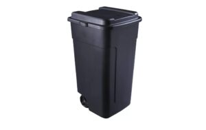 50 gal roughneck wheeled plastic garage trash can, black