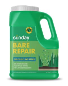 sunday bare repair sun and shade grass seed spot treatment - grass seed for shade and hard to grow areas - lawn patch repair that works in 14 days or less - 3.75lb jug (covers 55 sq ft)