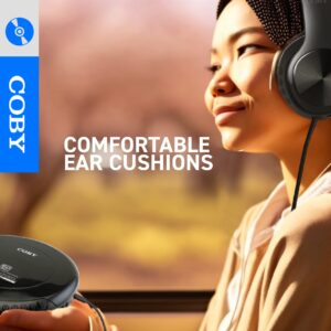 Coby Portable CD Player with Foldable Headphones, 60-Sec Anti-Skip Compact Disc Player with Headset Bundle for Travel or Home Use