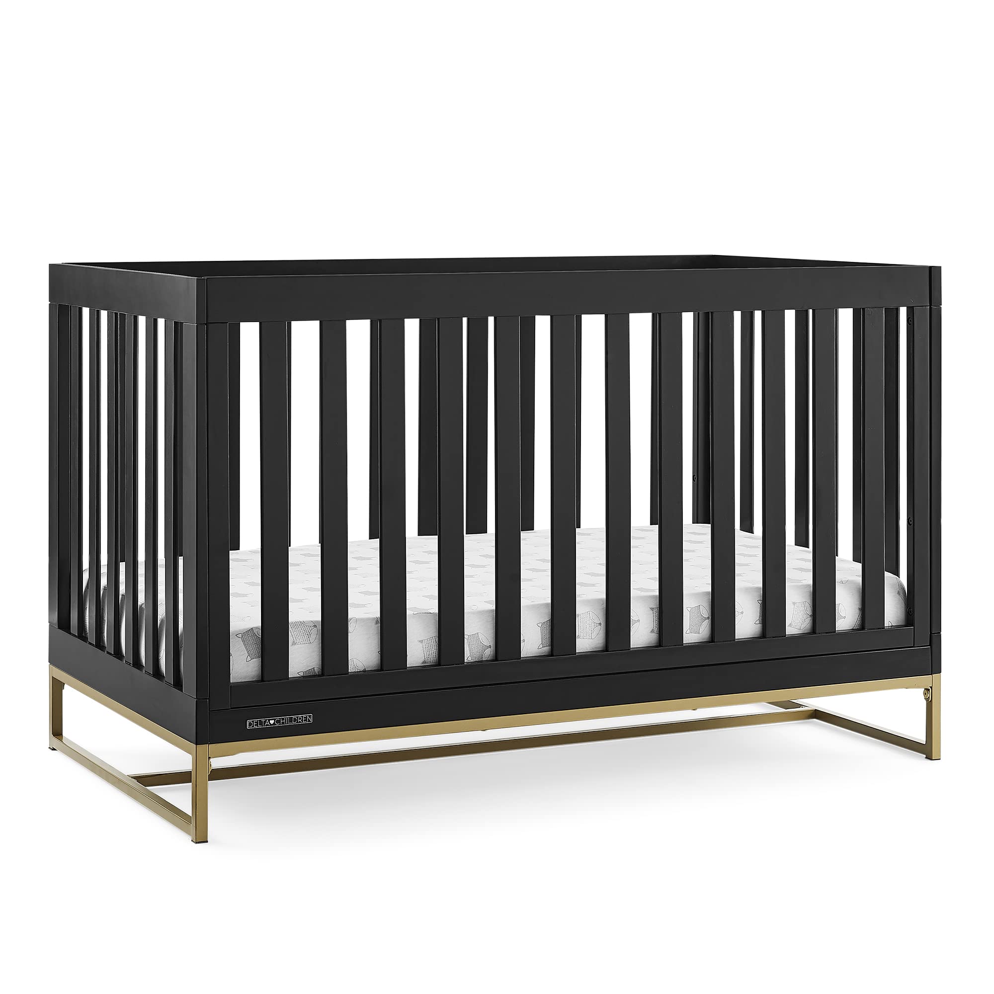 Delta Children Jade 4-in-1 Convertible Crib - Greenguard Gold Certified, Ebony/Bronze