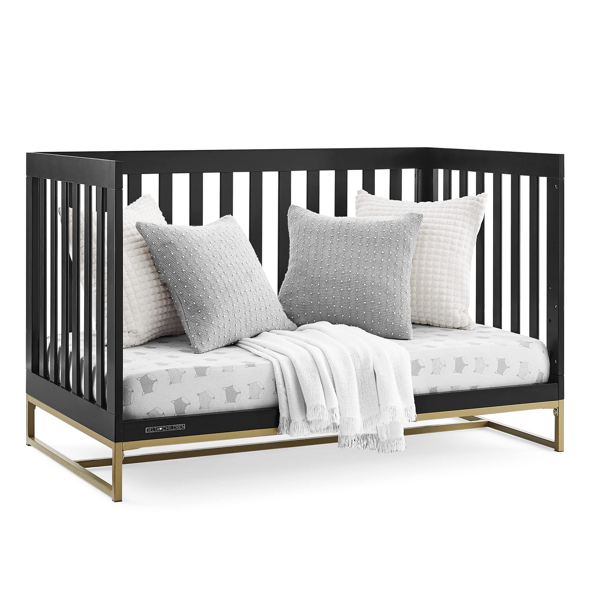 Delta Children Jade 4-in-1 Convertible Crib - Greenguard Gold Certified, Ebony/Bronze