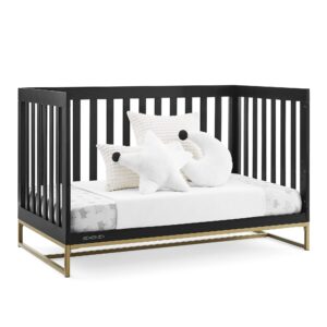 Delta Children Jade 4-in-1 Convertible Crib - Greenguard Gold Certified, Ebony/Bronze