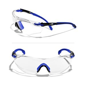 optifense™ vs3 anti fog, premium clear/tinted safety glasses, ansi z87+(blue frame, clear lens)