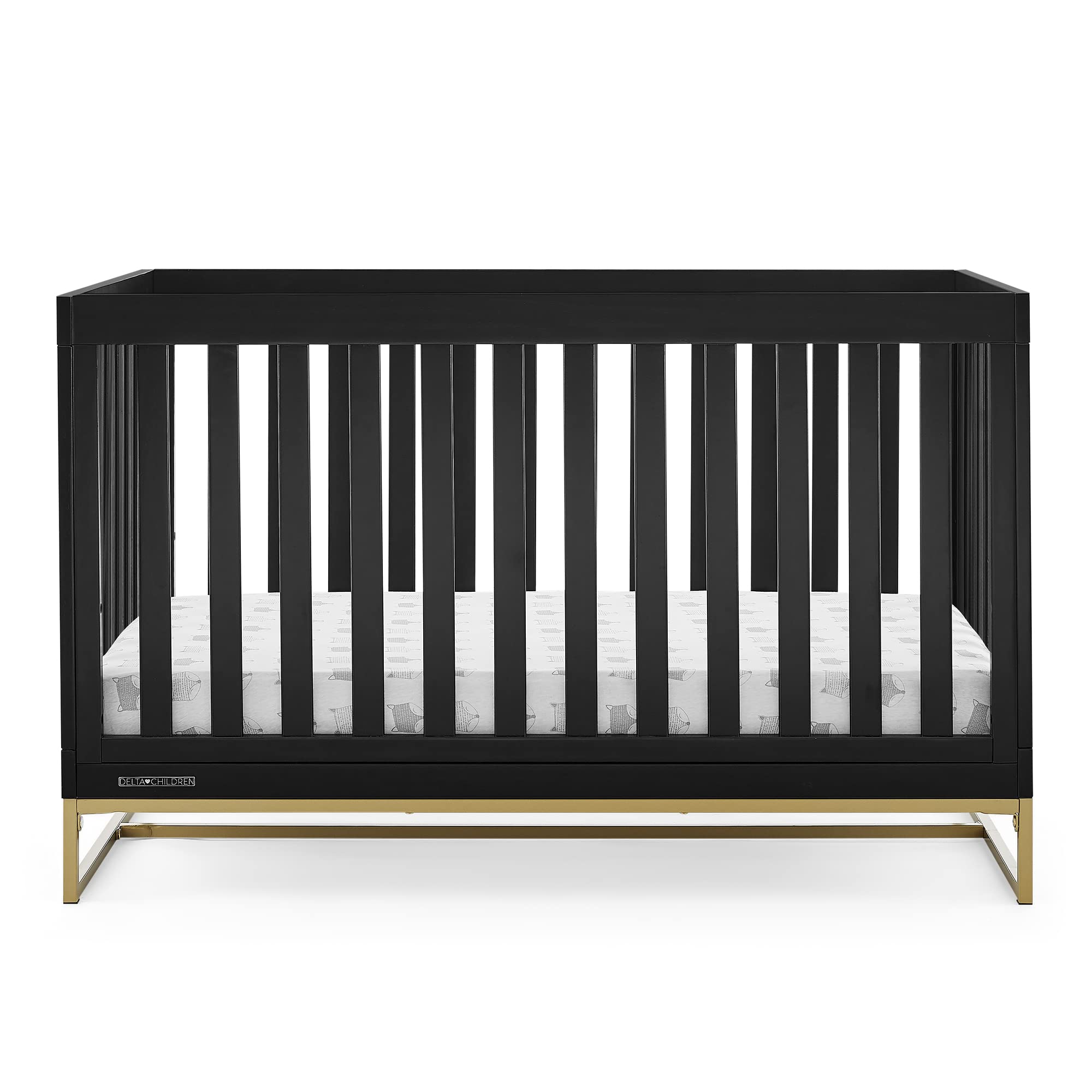 Delta Children Jade 4-in-1 Convertible Crib - Greenguard Gold Certified, Ebony/Bronze