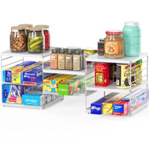 simple houseware expendable kitchen counter shelf organizer, white, plastic, 23.2" l x 9.8" w x 8.7" h