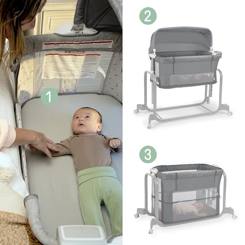 Ingenuity Dream Hero Starlight 3-in-1 Co-Sleeping Bassinet and Crib - Lume (Grey), Unisex, Newborn to 12 Months