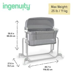 Ingenuity Dream Hero Starlight 3-in-1 Co-Sleeping Bassinet and Crib - Lume (Grey), Unisex, Newborn to 12 Months