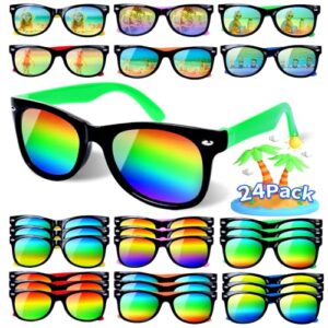 kids sunglasses bulk,24 pack sunglasses kids party favor for kids age 4-8-12, neon sunglasses with uv400 protection pool party toys, goody bag stuffers, summer toys for boys and girls.