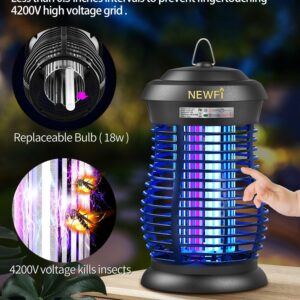 New Fi Bug Zapper,Two-Color Electronic Waterproof Fly Trap,Insect Zapper,Mosquito Killer Outdoor and Indoor for Home,Kitchen,Backyard,Camping (Bug Zapper)