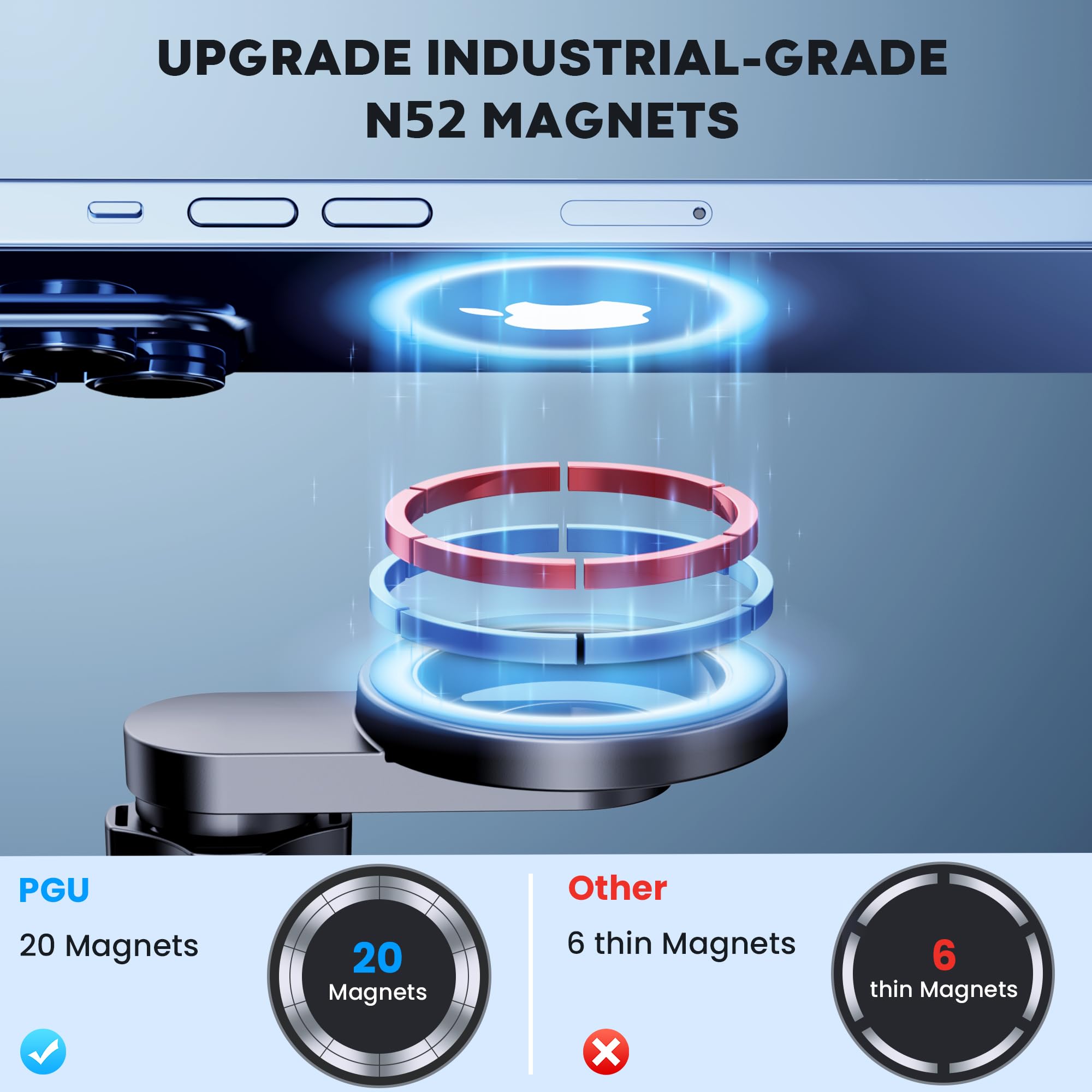 PGU for Magsafe Car Mount [Strongest Magnets] Magnetic Phone Holder for Car [Hands Free] Air Vent Car Cell Phone Holder Mount Car Accessories for iPhone 14 13 12 Pro Max Plus Mini MagSafe Case