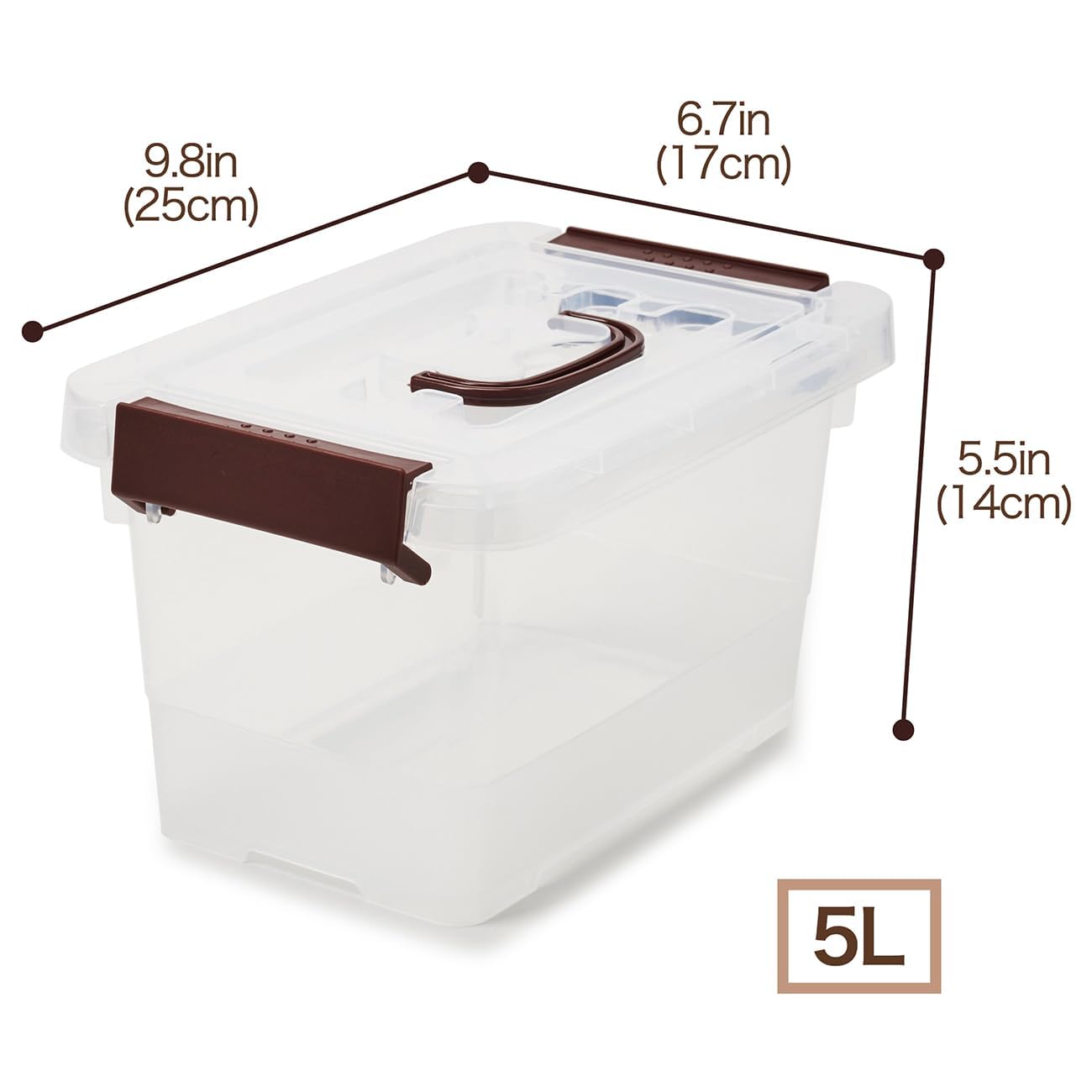 EZOWare 4.6 Quart Plastic Storage Basket Container with Latching Lid, Set of 6 Clear Stackable Tote Organizer Latch Bin Box with Handles for Home, Office, School and more - 11 x 7.7 x 5.5 inch