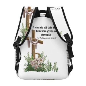 ASYG Bible Verse Backpack Christian Laptop Backpack Jesus Cross Tablet Travel Picnic Bag Jesus Bckpack Bag