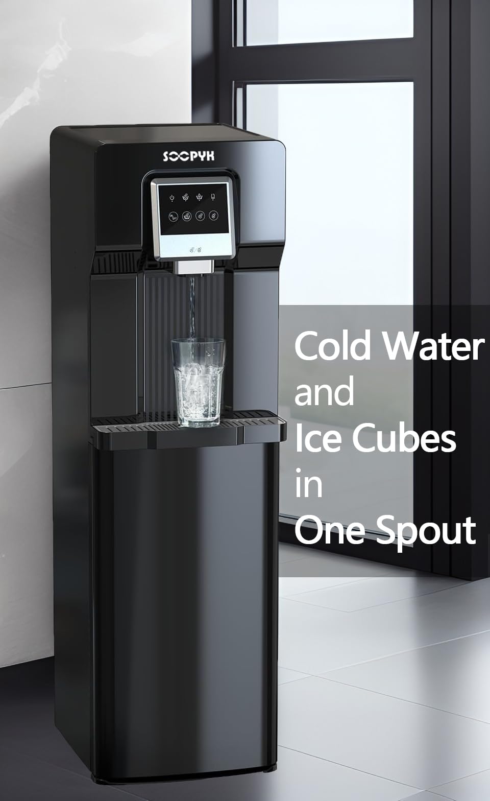 SOOPYK 2 in 1 Bottom Load Water Cooler Dispenser with Ice Maker for 5 Gallon Bottle 27 lbs in 24 hrs for Home Office (Without Hot Water)