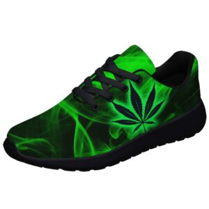marijuana leaf shoes mens womens pot leaf 420 weed running sneakers cannabis leaf walking tennis shoes black size 9