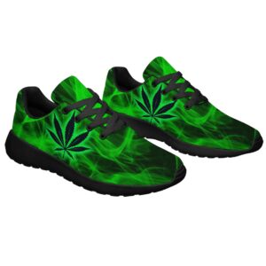 Marijuana Leaf Shoes Mens Womens Pot Leaf 420 Weed Running Sneakers Cannabis Leaf Walking Tennis Shoes Black Size 9