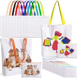 20 pack sublimation blanks tote bags, mafye reusable grocery bags diy heat transfer canvas tote bags cosmetic makeup bags shopping bags with customized color for diy, advertising, christmas craft gift