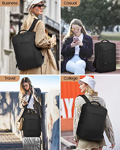 LOVEVOOK Laptop Backpack for Women & Men, Unisex 15.6 inch Waterproof Travel Backpack, Work Backpack Casual Daypack with USB Charging Port, Computer Backpack for Business Black