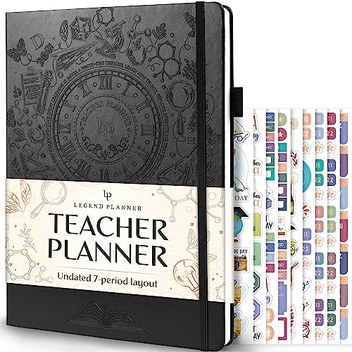 Legend Teacher Planner – Undated Lesson Plan Book for Teachers with Weekly & Monthly Calendars - Classroom Organization & School Year Planner – 8.5”x11.5” Hardcover (Black Debossed)