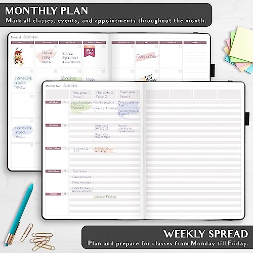 Legend Teacher Planner – Undated Lesson Plan Book for Teachers with Weekly & Monthly Calendars - Classroom Organization & School Year Planner – 8.5”x11.5” Hardcover (Black Debossed)