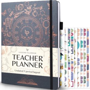 legend teacher planner – undated lesson plan book for teachers with weekly & monthly calendars - classroom organization & school year planner – 8.5”x11.5” hardcover (mystic gray)