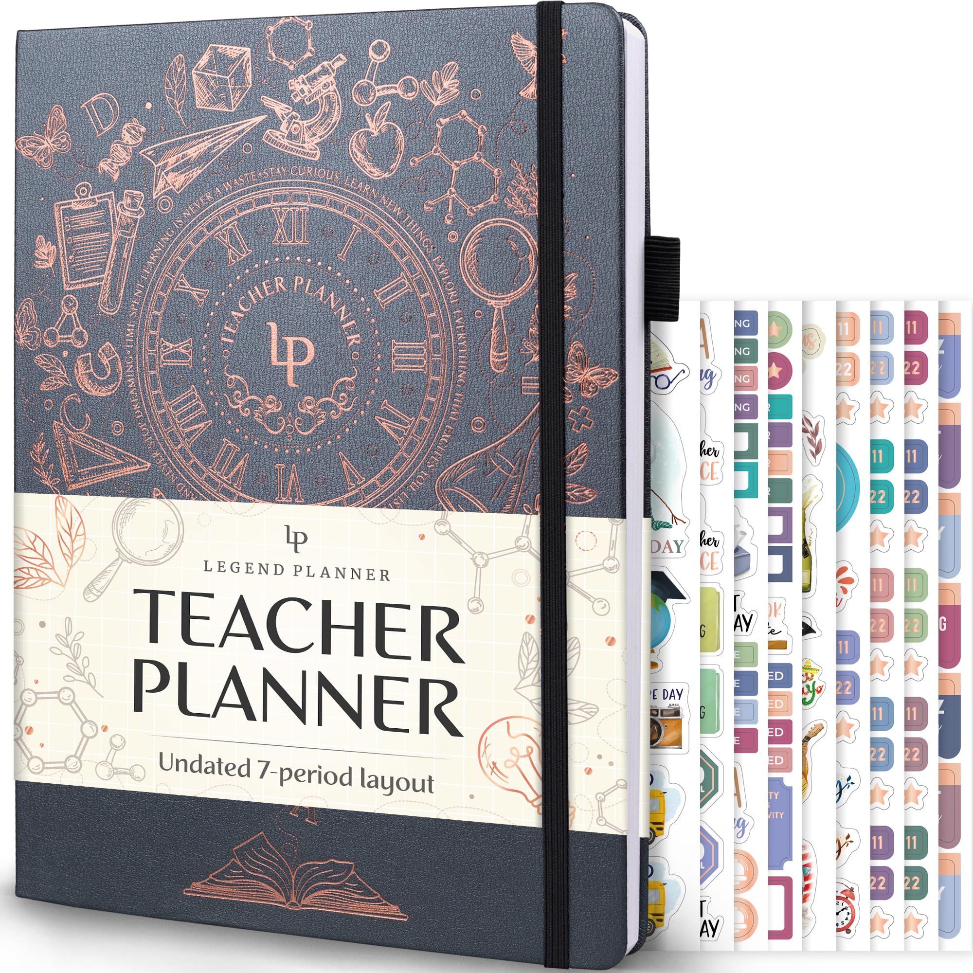 Legend Teacher Planner – Undated Lesson Plan Book for Teachers with Weekly & Monthly Calendars - Classroom Organization & School Year Planner – 8.5”x11.5” Hardcover (Mystic Gray)