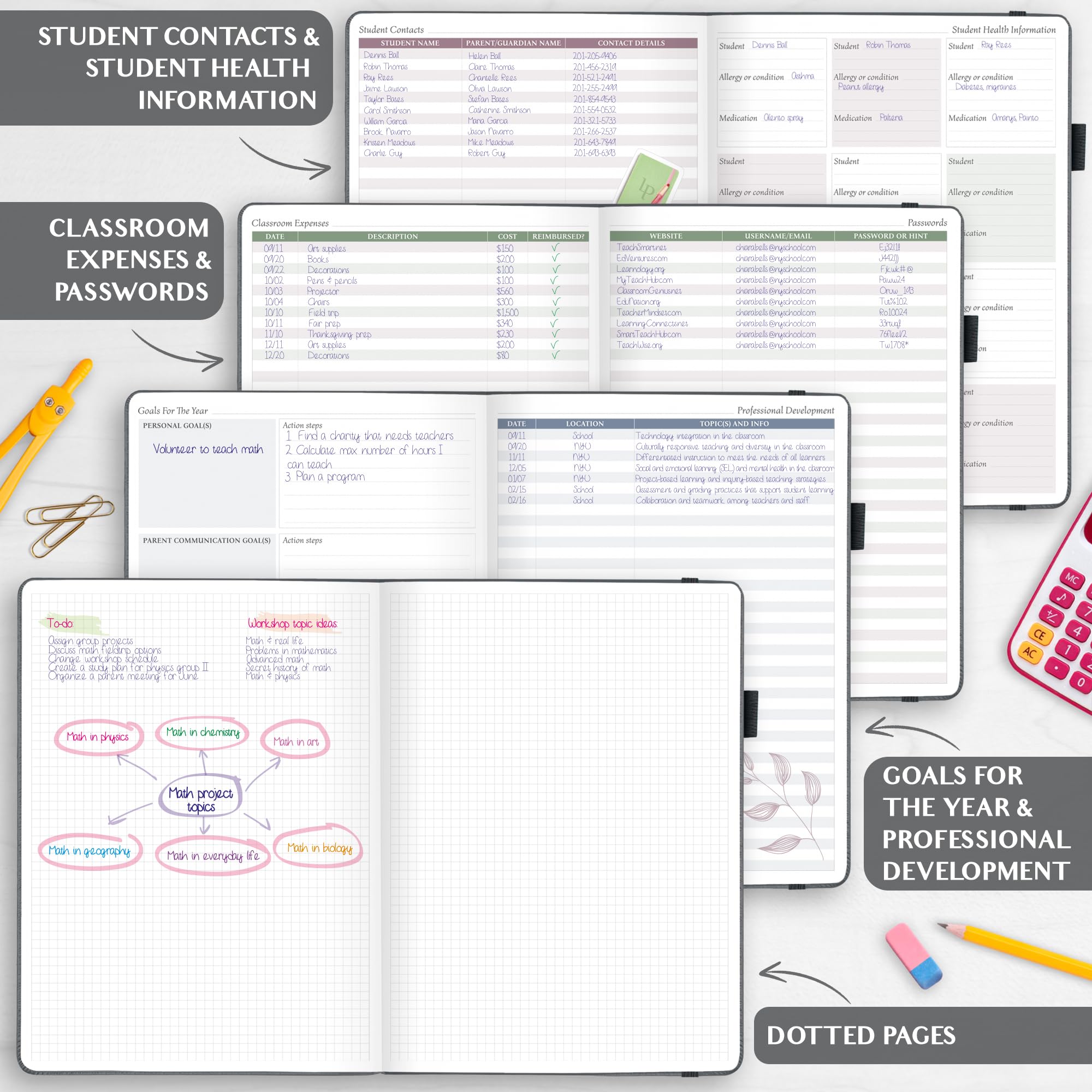 Legend Teacher Planner – Undated Lesson Plan Book for Teachers with Weekly & Monthly Calendars - Classroom Organization & School Year Planner – 8.5”x11.5” Hardcover (Mystic Gray)