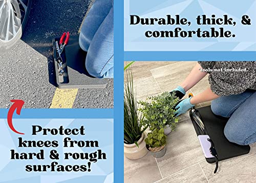Polar Whale 2 Portable Knee Cushions with Tool Pocket for Home Garden Work Automotive Workshop and More Durable Thick Comfortable High Density Waterproof Black Foam 15 x 10 Inches Kneeling Pad