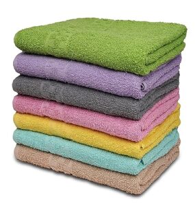 zuperia 7-pack bath towels - 30" x 54" - ultra soft 100% cotton large bath towels- highly absorbent for bathroom, pool, gym, spa, and hotel use (colors vareity)
