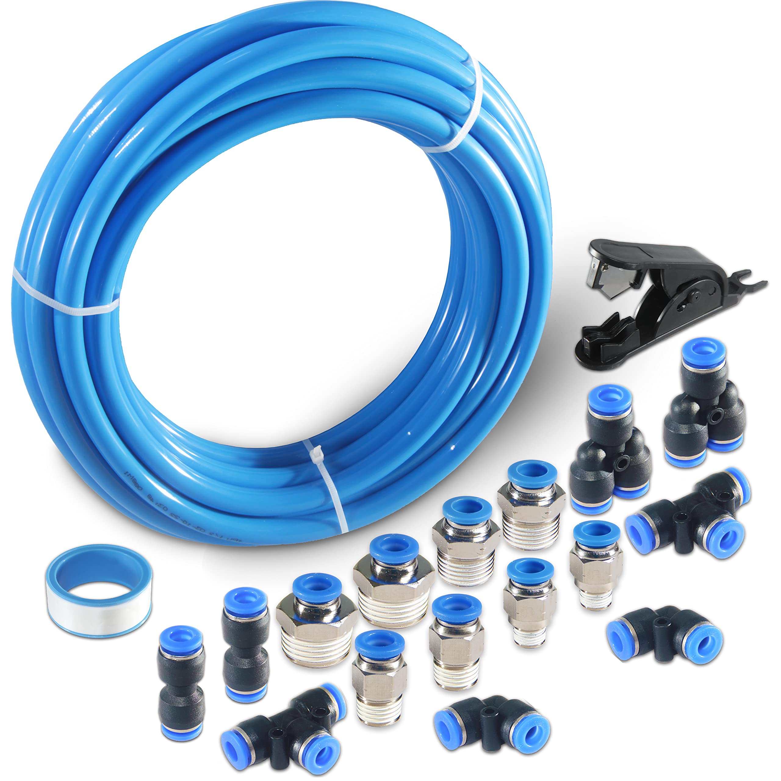 MSAEIQUN Pneumatic Tubing Blue Polyurethane PU Air Hose Pipe Tube Kit 8mm or 5/16 OD 5mm ID 10 Meter 32.8ft for Air Line or Fluid Transfer (8mm x 10M)