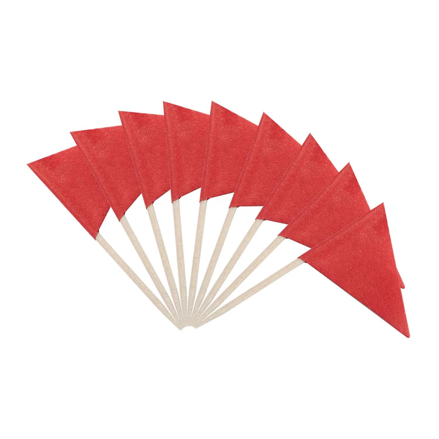 100 Pcs Solid Red Toothpick Flags Small Mini Plain Red Color Triangle Stick Cupcake Toppers Flags DIY Decoration