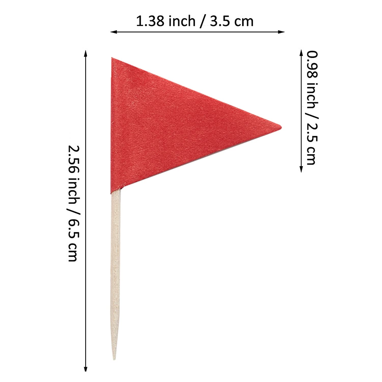 100 Pcs Solid Red Toothpick Flags Small Mini Plain Red Color Triangle Stick Cupcake Toppers Flags DIY Decoration