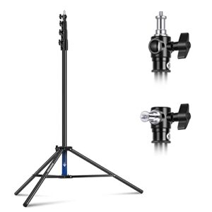 neewer 13ft/4m air cushioned light stand, heavy duty all metal photography tripod stand with 1/4” to 3/8” reversible spigot, 3 way mounting interface & metal locking knobs, max load 6.5lb/3kg