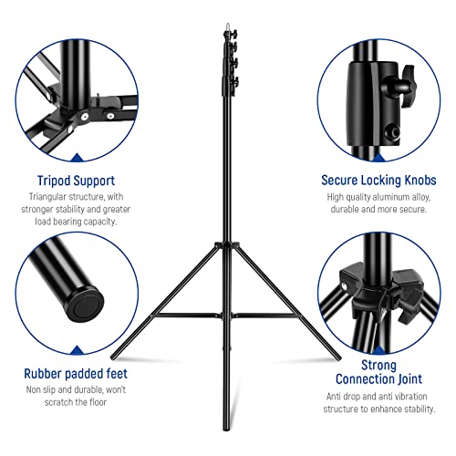 NEEWER 13ft/4m Air Cushioned Light Stand, Heavy Duty All Metal Photography Tripod Stand with 1/4” to 3/8” Reversible Spigot, 3 Way Mounting Interface & Metal Locking Knobs, Max Load 6.5lb/3kg