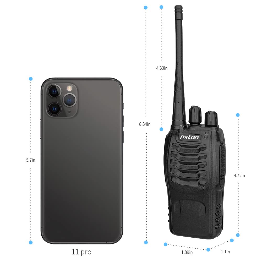 pxton walkie talkies for Adults Long Range with Upgraded Earpiece,radios walkie talkies Rechargeable Portable Two Way Radios with 6 Way Multi Gang Charger and Li-ion Battery (6 Pack).