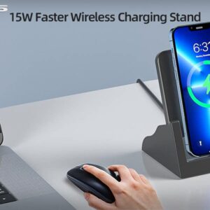 Wireless Charger,15W Certified Fast Wireless Charging Stand,Certified for iPhone 14/4 Plus/14 Pro/13/12/11/X/XS Max, Wireless Charger for Samsung Galaxy S22/S21/S20/S10/S9/S8 (No AC Adapter)