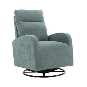 homsof swivel glider rocker recliner, light blue polyester rocking chair for nursery, modern lounge chair for living room