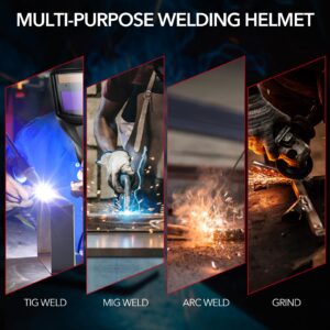 TRQWH Welding Hood Auto Darkening Welding Helmet with Light True Color 1/1/1/2 Top Optical Clarity Wide Shade 9-13 Welding Mask with Grinding Weld Helmet (KTS-HD104)
